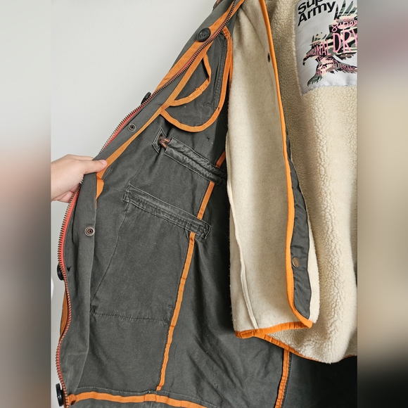 Superdry | Coat -XS Army | Hooded Jacket With Removable Lining - Picture 7 of 9